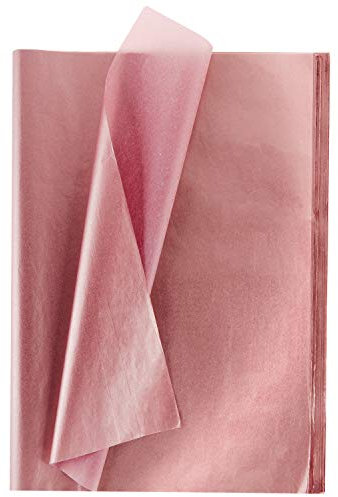 Whaline 100 Blatt Seidenpapier metallisches Geschenkpapier Metallic Geschenkverpackung Rose Gold Glitzerndes Seidenpapier für Verpackungen Hochzeit Babyparty, 35 x 50 cm (Rotgoldene)