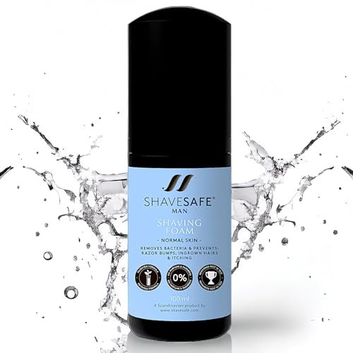 ShaveSafe Rasierschaum Männer – Rasier Schaum für Gesicht, Körper, Intimbereich und Normale Haut - Antiallergischen Inhaltsstoffen - 100ml