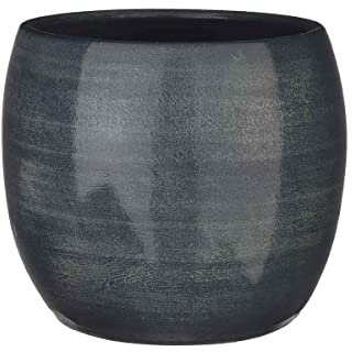 MICA Decorations Lester Blumentopf - H22 x Ø24 cm - Terrakotta - Dunkelblau