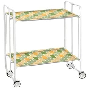 DON HIERRO - Carrito auxiliar plegable BAUHAUS con ruedas – Armazón metálico blanco, 2 niveles, 4 posiciones ajustables-90