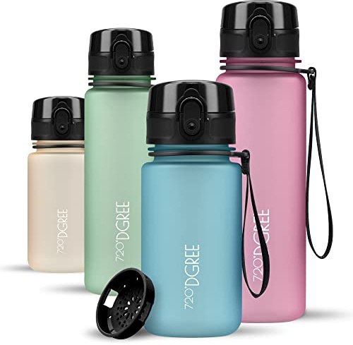 720°DGREE Botella Agua Niños 350ml “uberBottle“ - Tamiz-Fruta, softTouch - Sin BPA, Prueba de Fuga, Reutilizable - Cantimplora ligera - Water Bottle ideal para Escuela Infantil, Niña, Joven, de 3 Años