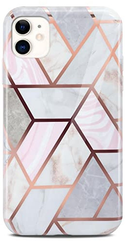 ONEFLOW Sense Case kompatibel mit Apple iPhone 11 Hülle in Marmor Optik, Schutz für Kamera und Bildschirm, Glitzer Handyhülle aus Silikon - glänzend Gold (Thrill)
