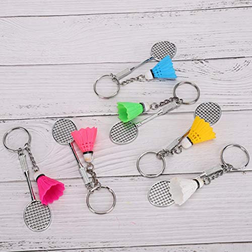 6Pcs Mini Badminton Schlüsselringe Sport Style Schlüsselanhänger Anhänger Ornament für Schultasche hängen Dekoration