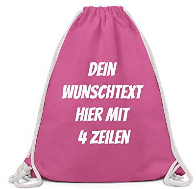 GERLINOVA Schöner Turnbeutel mit Wunschtext, Sporttasche, Rucksack zum Selbst bedrucken Pink