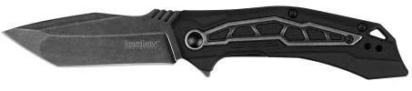 Kershaw Flachbett-Taschenmesser, schwarze 7,9 cm Klinge mit SpeedSafe Öffnungsmechanismus, glasgefüllter Nylongriff mit Liner-Verschluss und Tasche etclip
