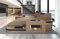 Ledersofa Wave L Form Ecksofa Sofa in Leder - mit LED Beleuchtung, verstellbare Kopfstützen, Recamiere/Lederfarben wählbar/Ausrichtung wählbar (Ottomane rechts, Sandbeige-Braun)