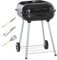 Outsunny Barbecue à charbon BBQ avec 2 roues, ustensiles, couvercle et étagère dim. 56L x 62l x 82H cm - métal émaillé noir