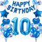 HCRXVV 10. Geburtstag Dekoration Blau 10 Jahr Jungen Geburtstagsdeko Set,Blaue Happy Birthday Girlande Banner Folienballon Jungen Party Deko Geburtstag Party für Wohnzimmer,Luftballons Zahl 10 Blau