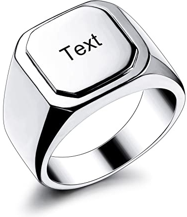 OTXIXTO Anfangsring Buchstabe Siegelring für Männer Frauen Personalisierter Name Gravierter Edelstahl Modeschmuck Hochzeit Paare Vatertagsgeschenk mit Ringgröße Einsteller
