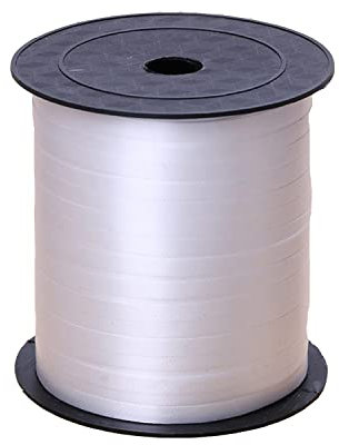 Chexin 500M Geschenkband in Weiß, Ringelband, Ballonband, Polyband Deko Band für Geschenkverpackung, Ballonverschlüsse, Geburtstag, Hochzeit, Weihnachten, Basteln, Floristen, Party Deko