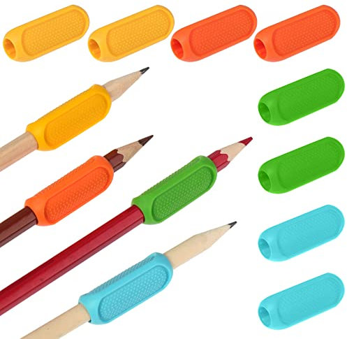 TIESOME 8 Pcs Silicone Pencil Grips, Pencil Grips for Kids Handwriting, Universal Ergonomic Writing Aid Finger Grip Holder Posture Correction for Children Adults Righties and Lefties