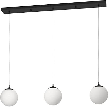 EGLO Pendelleuchte Rondo 3 Glas Opal-Matt Weiß E27 3 x 40 W L: 121 cm B: 20 cm H: 110 cm dimmbar
