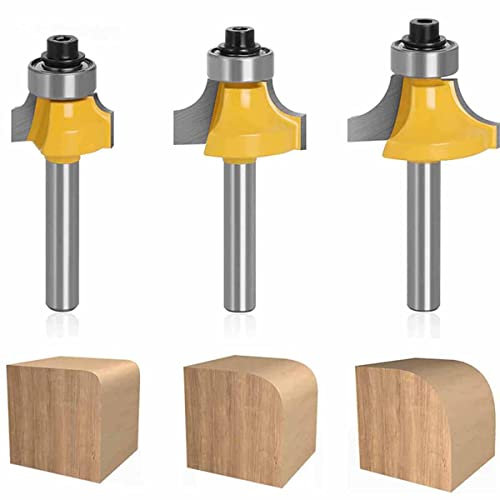 Treki 3pcs 8mm Brocas de Enrutador Redondas Corner Rounding Edge Forming Broca Fresadora Mango Ronda Bit Herramienta de Copa Madera Fresas para Redondear 19mm 22mm 25mm