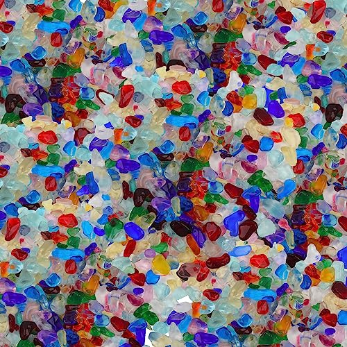 Glas-Kieselsteine für Aquarium, Kieselsteine, 0,9 kg, Mini-Regenbogen-Kieselsteine, Aquarium-Kies, unregelmäßige Glassteine, Perlen, Marmor-Kieselsteine, Felsen (0,9 - 2,9 cm)