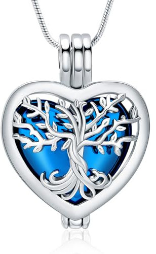 VCCWYQK Herz Urne Halsketten für Asche für Frauen Einäscherung Schmuck Blume Memorial Mini Keepsake Asche Hollow Anhänger (D)