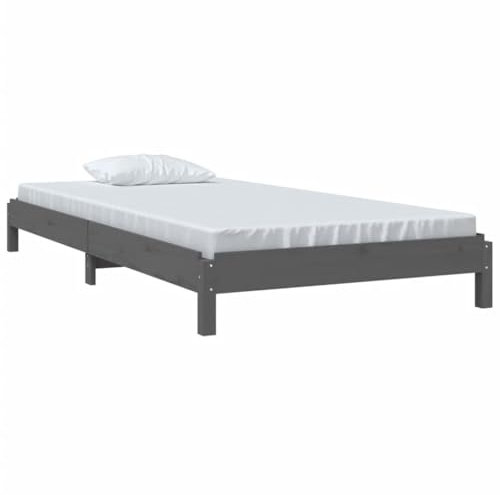 vidaXL Stapelbett Grau 75x190 cm Massivholz Kiefer