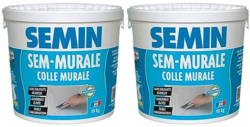Sem-Murale, Colle pour Toiles de Verre et Revêtements Muraux Légers Semin, Prêt à l'Emploi, Seau de 10 kg, Lot de 2