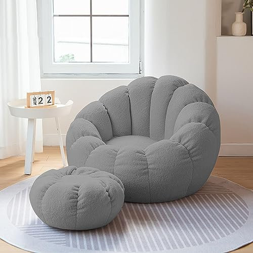 DTLEO Puff Cubierta puf Grande Sofá (SIN Relleno) Infantiles o Cojin de Suelo para Decoracion Habitacion Juvenil, Funda de Puff Salon Grande,Gris