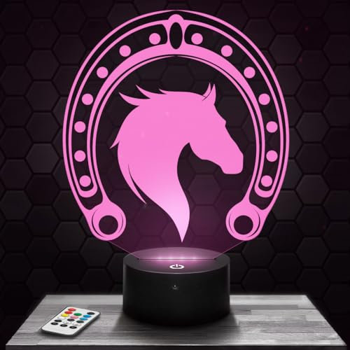 Nachttischlampe Reiten Hufeisen Pferdesport, Geschenkidee Dekoration Reiten Schreibtischlampe Wohnzimmer Idee Weihnachten für Fans von Pferden und Reiten. TOP