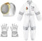 YANGUN Astronaut Kostüm Kinder mit Astronauten Helm Kinder Astronaut Handschuhe, Halloween Kind Unisex weiß Astronaut Kostüm, Stroonaut für Karneval, Fasching, Mottoparty, 6-7Jahren