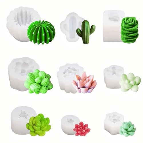 Lajiakoy® Moldes para Velas, 3D Moldes Silicona, 9PCS Kit para Hacer Velas, Molde de Vela Artesanal Hecho a Mano, Vela Molde de Silicona DIY (9 Piezas)