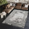 TAPISO Ares Teppich Kurzflor Glänzend Dunkelgrau Grau Rahmen Verwischt Klassisch 3D Effekt Wohnzimmer Schlafzimmer ÖKO-TEX 250 x 350 cm