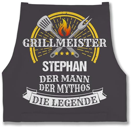 Schürze - Grillschürze Herren Männer - Grillmeister Mythos Die Legende mit Name I Vatertag I Geburtstag I Lustig Geschenk Witzig Grillen - 85x69 - Anthrazit - geschenke für grillfans