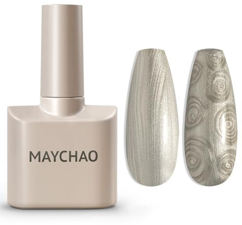 MAYCHAO 15ML Pearl Gel Nail Polish, Pearlescent Champagne Shell Shimmer Mermaid Gold Gel Polish Soak Off UV LED Nail Lamp Curing Gel for Nail Art Manicure Salon DIY at Home, 0.5 OZ