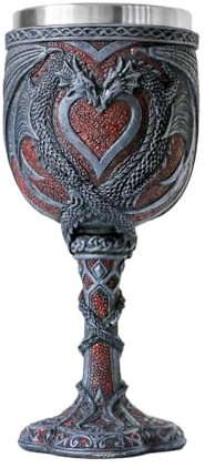 Fellflying Mittelalterlicher Doppeldrachen-Weinkelch, 200 Ml Drachenkelch, Edelstahl-Drachen-Weinkelch, Dungeons-and-Dragons-Weinkelch, Kreative Kelche, Geschenk Für -Dekoration
