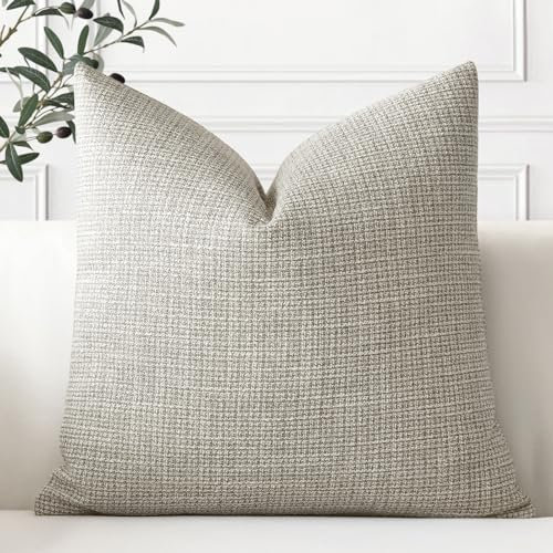 Artscope 1er Set Kissenbezug Einfarbig Wurfkissenbezug Leinen Kissenbezüge 55x55cm Moderne Dekokissen Kissenhülle Set Kissen Fall für Sofa Schlafzimmer Zuhause Dekor, Khaki