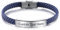 INBLUE Bracciale in Pelle Personalizzato con Incisione Testo Bracciale per Uomo Amico Etichetta in Acciaio Inox Regolabile Bracciale Corda Intrecciata Gioielli Moda Regalo per Anniversario - Blu