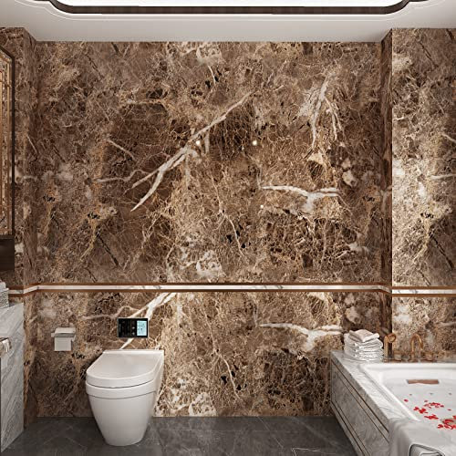 JSEVEM 80CM×9M Breit Braun Weiß Marmor Tapete Steinoptik Selbstklebend Braune Marmortapete Klebefolie Selbstklebende Klebetapete Folie Marmoroptik Wasserfest Möbelaufkleber Küche Bad Granit Wandtapete