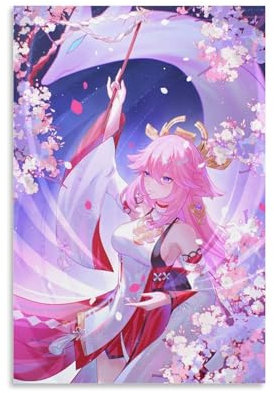 FBBINKA Game Genshin Impact Yae Miko, Wohnzimmer-Dekor, moderne ästhetische Wandkunst, Poster, Geschenk für Freunde, ungerahmt, 30 x 45 cm