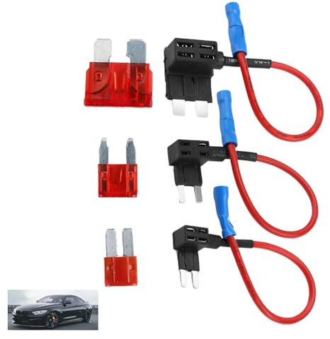 Fadbudss 6 Pcs Fuse Taps, 3 Types Piggy Back Fuses Small Mini Adding Circuit Adapter Car Fuse Tap, Low Profile Tap Adapter Blade Holder for Trucks Cars Boats with 12V 24V Universal 10A Wire Harness