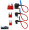 Fadbudss 6 Pcs Fuse Taps, 3 Types Piggy Back Fuses Small Mini Adding Circuit Adapter Car Fuse Tap, Low Profile Tap Adapter Blade Holder for Trucks Cars Boats with 12V 24V Universal 10A Wire Harness