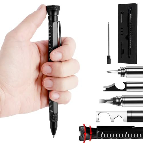 12 in 1 Multifunctional Pen Multi Tool Pen Set Dad Gifts from Son Birthday Gifts for Men Pen Multi Tool with LED Creative Men Gifts for Dad Husband Grandpa