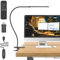 Mojimdo Schreibtischlampe 77 LED mit Fernbedienung [Beeindruckende Lichtleistung] 70CM Klemmlampe, 3 Farben & 10 Helligkeitsstufen, 360° Flexibel mit USB-Ladegerät