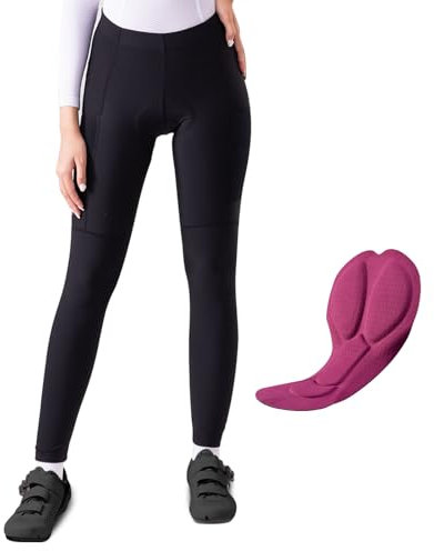 ROCKBROS TVI Pantaloni Aderenti Ciclismo Donna, Pantaloni Lunghi Donna Antivento e Caldi Autunnale per MTB, Nero