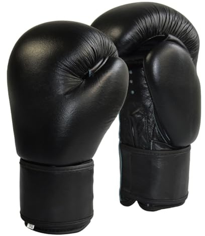 TEKKA BUDO Boxhandschuhe Top-Modell schwarz Echtleder - Gepolsterte Trainingshandschuhe - Fitness, Sparring und Wettkampf - Ergonomisch - Unisex, Kinder, Erwachsene