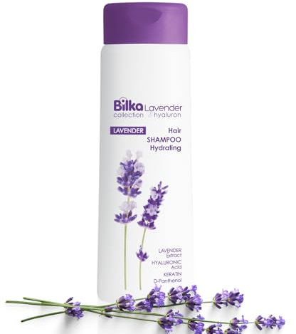Bilka Collection Lavender & Hyaluron Shampoo per capelli idratante rigenerante con olio di lavanda, acido ialuronico, cheratina e D-pantenolo per capelli forti, lucidi, 400 ml