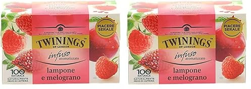 Twinings, Infuso Aromatizzato al Lampone e Melograno, Sapore Dolce e Avvolgente, Senza Caffeina, Infusi e Tisane, Confezione da 40 Filtri