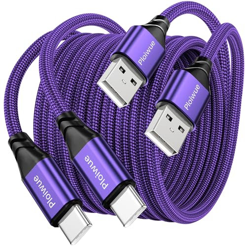 USB C Charger Cable 2M+3M 2Pack Type C Charger Fast Charging 3A Lead Nylon Braided for Huawei P30 P20 Google Pixel Xiaomi Sony Xperia Samsung Galaxy S22 S21 S20 S10 S9 S8 A12 A20e A21s A40A51(Purple)