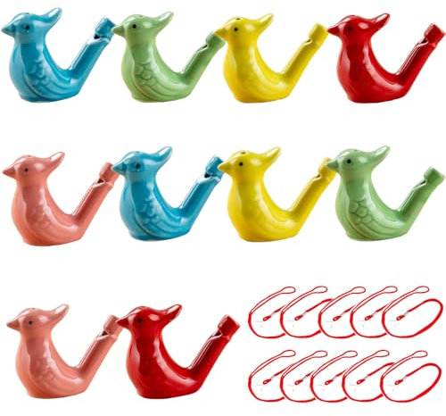 Vogelwasserpfeife,10 Stück Keramische Vogelpfeife,Vogel Pfeife Kinder,Pfeife Mit Seil Vogelpfeife Set Wasser Füllbar Klang Von Klarem Kinder Party Favors Geschenke