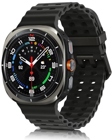 Tuocal Silikon Armband Kompatibel mit Samsung Galaxy Watch Ultra Armband 47mm (2025/2024), Atmungsaktiv Weich Sportarmband für Galaxy Watch 7 Ultra Männer Frauen, Schwarz