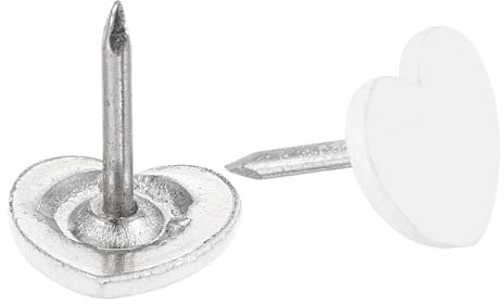QUARKZMAN 30Pcs Clous de Tapisserie, 11mmx12.5mm Tête Plate Clous Décoratifs pour Meubles Sofa Têtes de Lit, Blanc