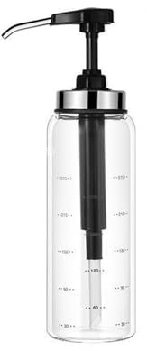 LVYUDS Mengenmäßig Presse Sirup Spender 300/500ml mit Graduierung, Honigspender Einfacher Zugang Küche Dessert-Shop Honigglas Siegel Frische Konfitüre(300ml)