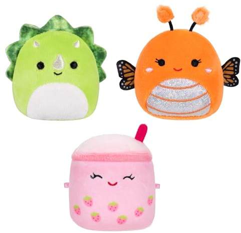 Squishmallows Micromallows SQMM0192-3er Pack, superweiche Mini, 6,5 cm Plüschfiguren (Mony, Tristan, Victoria)