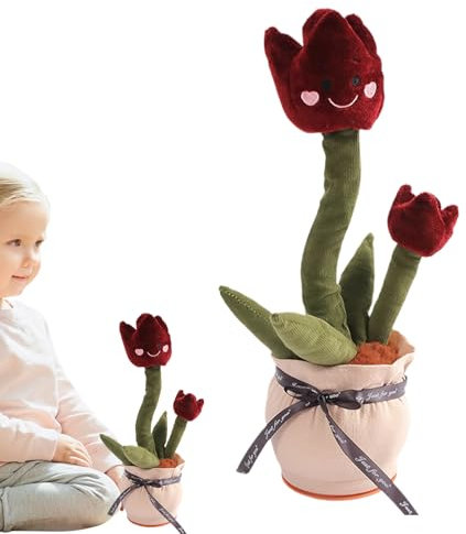 Tragbare Plüschtiere, die sich bewegen und singen – tanzende Blume – lustiges pädagogisches Musikspielzeug, interaktives Rosa, USB-Ladegerät für Babys, und Mädchen