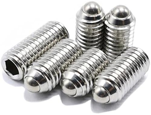 KX-ENERGIE 5 Stück Feder-Kugelstößel-Schraube Kugelkopf Madenschrauben Kugel Punkt Federnde Druckstücke,304 Edelstahl M12 Kugelkopf Madenschraube Schrauben Set Kugelstößel für Mechanische Geräte