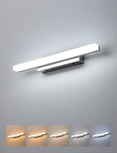 Combuh Spiegelleuchte Bad 40cm Spiegellampe Badezimmer LED Spiegelschrank Beleuchtung, Flexibeles Licht für Jeden Moment 5 Farbtemperaturen IP44 Lampe über Spiegel 230v Warmweiß Neutralweiss Kaltweiss